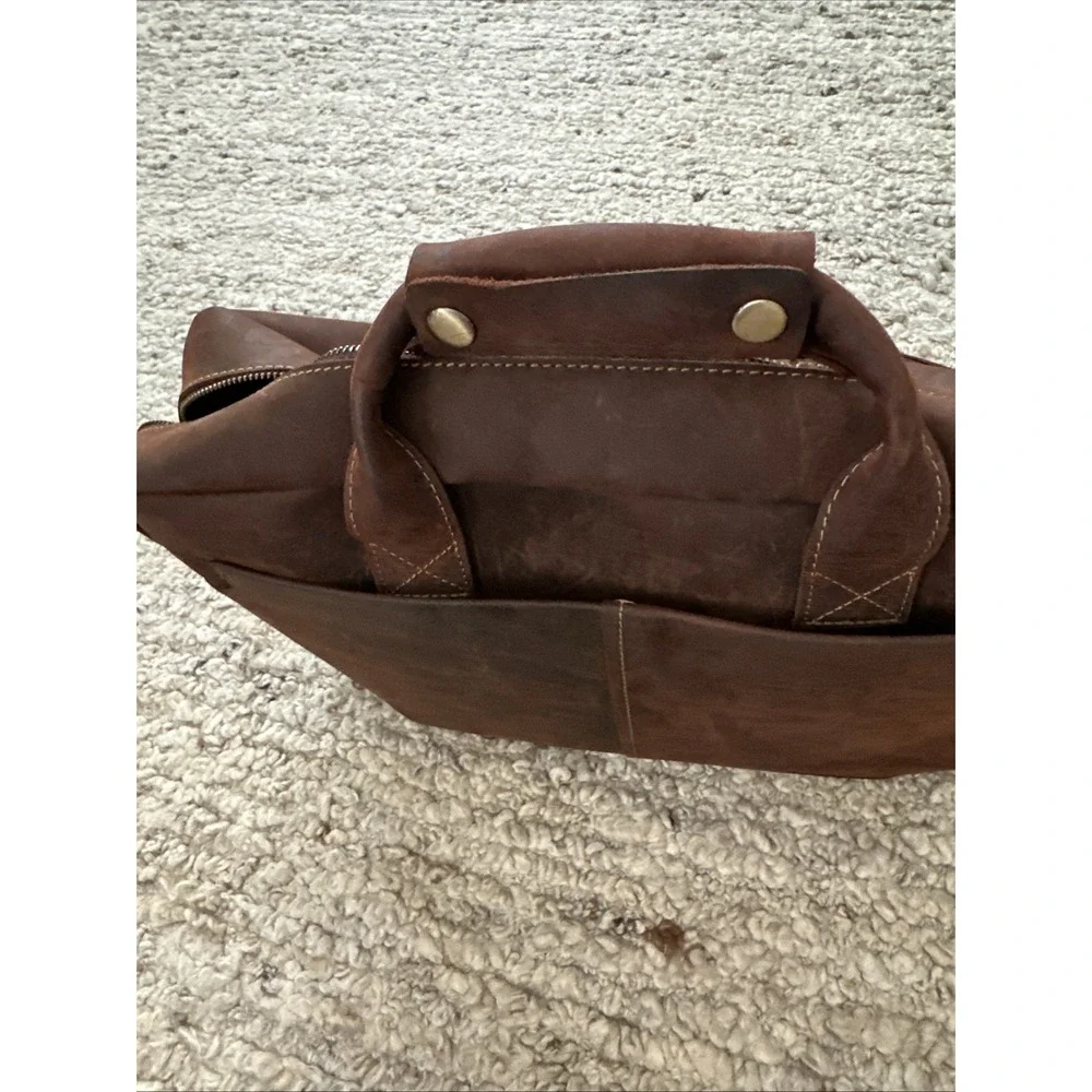 Kattee Leather Messenger Laptop Briefcase Bag Brown/Distressed
